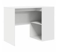 mtlskopl Scrivania bianca 102 x 50 x 75 cm, materiale in legno con scaffale, design moderno, robusto e durevole, piccolo tavolo per computer per casa, ufficio, camera da letto