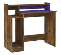 mtlskopl Scrivania con tavolo da gioco a LED, 97 x 45 x 90 cm, in legno di incenso, design moderno, spazio di archiviazione e gambe libertà, per casa, ufficio, gioco, camera d'ufficio