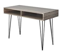 mtlskopl Scrivania grigia rovere 110 x 50 x 76 cm MDF con gambe in metallo, moderna scrivania per computer con 2 scomparti per la casa, l'ufficio, la cameretta dei bambini, la camera dei ragazzi, il