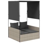 mtlskopl Sdraio doppio con tetto e tende, lettino da giardino in polyrattan, isola solare per esterni, comoda superficie di riposo, grigio chiaro, 118 x 110 x 187 cm