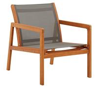 mtlskopl Sedia da giardino grigia in legno di eucalipto e textilene, 60 x 83,5 x 77,5 cm, design moderno, robusta e durevole, per giardino, balcone, terrazza e aree lounge all'aperto