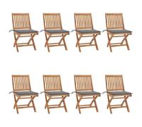 mtlskopl Sedie da giardino pieghevoli con cuscino, 8 pezzi, 46,5 x 58 x 88 cm, in teak massiccio, design senza tempo, salvaspazio, pieghevole, materiale robusto per uso esterno, balcone, terrazza