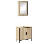 mtlskopl Set bagno in legno marrone 60 x 30 x 60 cm con mobiletto lavabo e armadietto a specchio, design moderno salvaspazio per piccoli bagni e WC ospiti