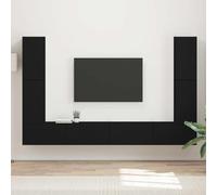 mtlskopl Set basso per TV in legno robusto, nero, 30 x 31 x 60 cm e 60 x 31 x 29,5 cm, moderno centro di intrattenimento con ante scorrevoli, per soggiorno, camera da letto, ufficio