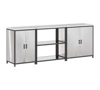mtlskopl Set da cucina in acciaio inox, 3 pezzi, 240 x 50 x 92 cm, con 4 ante
