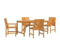 mtlskopl Set da pranzo da giardino, 5 pezzi, design moderno, in legno massello di acacia, 150 x 90 x 74 cm, superficie oliata, robusta e durevole, per terrazze, balconi e salone all'aperto