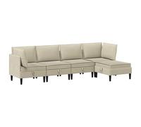 mtlskopl Set da soggiorno 5 pezzi, divano modulare in poliestere, con 2 divani ad angolo, 2 divani centrali e sgabelli, colore sabbia, design moderno, comodo gruppo di sedute per soggiorno