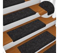 mtlskopl Set di 10 tappetini autoadesivi per gradini, 65 x 21 x 4 cm, colore nero, antiscivolo, rettangolari, in tessuto non tessuto agugliato, protezione sicura per scale in legno e scale interne