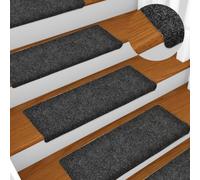 mtlskopl Set di 15 tappetini autoadesivi per gradini, 65 x 21 x 4 cm, grigio scuro, tappetini rettangolari in tessuto non tessuto agugliato, protezione antiscivolo per scale in legno e scale interne