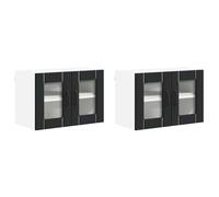 mtlskopl Set di 2 armadi da cucina, colore nero, 60 x 31 x 40 cm, in legno, design moderno, per sala da pranzo e posto di lavoro