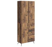 mtlskopl Set di 2 armadi effetto legno anticato, armadio multiuso e armadio da parete con 3 ante, 3 cassetti e 3 ripiani, spazio per soggiorno e giardino