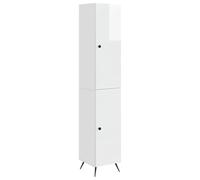 mtlskopl Set di 2 armadi in bianco lucido, scaffale modulare da parete e armadio in legno con 4 ripiani, versatile sistema di mobili per ufficio e soggiorno per uno spazio compatto