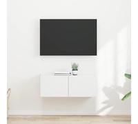 mtlskopl Set di 2 armadi sospesi per TV, bianco, 39 x 31 x 29,5 cm, in legno con 2 ante, montaggio a parete, credenza