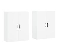 mtlskopl Set di 2 armadietti da parete bianco, 69,5 x 34 x 90 cm, in legno resistente, moderna credenza salvaspazio per cucina, soggiorno, corridoio e camera da letto