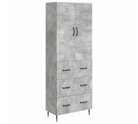 mtlskopl Set di 2 armadietti multiuso con 3 cassetti e 2 ante in legno per soggiorno, ufficio, corridoio, 66 x 34,5 x 90 cm, grigio cemento
