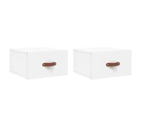 mtlskopl Set di 2 comodini da parete bianchi, comodini sospesi in legno, salvaspazio, per camera da letto, montaggio a parete, 35 x 35 x 20 cm
