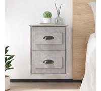 mtlskopl Set di 2 comodini da parete, grigio cemento, 41,5 x 36 x 53 cm, in legno, moderno comodino sospeso, con 2 cassetti, salvaspazio, per camera da letto, camera degli ospiti e corridoio
