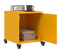 mtlskopl Set di 2 comodini gialli senape, in acciaio, 36 x 39 x 43,5 cm, con maniglia per porta, moderna, comodino, camera da letto, camera degli ospiti