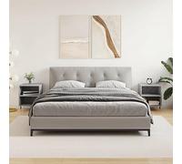 mtlskopl Set di 2 comodini grigio cemento, 40 x 30 x 50 cm, in legno con gambe in ferro, design moderno con 2 scomparti, robusto e durevole, per camera da letto, letto a molle, montaggio a parete