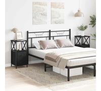 mtlskopl Set di 2 comodini neri effetto rovere 34 x 35,5 x 70 cm, design moderno con cassetto e scaffale, robusto materiale in legno e metallo, autoportante per camera da letto e letto a molle