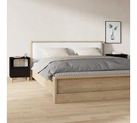mtlskopl Set di 2 comodini, nero, 40 x 35 x 50 cm, in legno e eucalipto con cassetto aperto, consolle notturne, camera da letto, corridoio