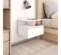 mtlskopl Set di 2 comodini sospesi, colore bianco lucido, 40 x 31 x 27 cm, in legno con cassetto e scomparti aperti, design moderno salvaspazio per camera da letto, camera dei ragazzi e camera degli
