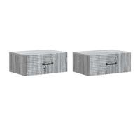 mtlskopl Set di 2 comodini sospesi da parete con 2 cassetti, mensole da parete per camera da letto, in legno, grigio sonoma, 49 x 34,5 x 20 cm