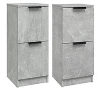 mtlskopl Set di 2 credenze, grigio cemento, 30 x 30 x 70 cm, in legno moderno, con piano superiore robusto e montaggio flessibile della porta, per soggiorno, corridoio, camera da letto