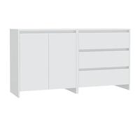 mtlskopl Set di 2 credenze in legno bianco, 70 x 41 x 75 cm, moderni armadi con ante e cassetti, spazio per soggiorno, corridoio, sala da pranzo