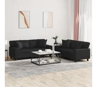 mtlskopl Set di 2 divani a due posti, in ecopelle, colore nero, 154 x 77 x 80 cm, design moderno, struttura robusta in metallo e compensato, comodo angolo di lettura per soggiorno, camera da letto