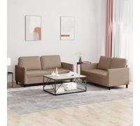 mtlskopl Set di 2 divani in ecopelle, colore marrone, 140 x 77 x 80 cm, design moderno a 2 posti, robusto, con cuscino, salvaspazio, piccolo divano per soggiorno, ufficio, appartamento