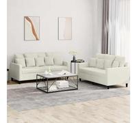 mtlskopl Set di 2 divani in velluto crema, 138 x 77 x 80 cm, con 16 cuscini, per camera da letto e soggiorno, set di mobili a due posti, per piccoli spazi