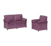 mtlskopl Set di 2 divani in velluto, lilla, 1 posto e 2 posti | I divani moderni con rivestimento in velluto viola e imbottitura in schiuma portano un comfort elegante al vostro salotto.