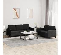 mtlskopl Set di 2 divani in velluto nero, 138 x 77 x 80 cm e 198 x 77 x 80 cm, design moderno con struttura in metallo, comoda esperienza di seduta per soggiorno e ufficio, piccolo paesaggio