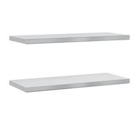 mtlskopl Set di 2 mensole da parete, 75 x 30 cm, in acciaio inox spazzolato, colore argento, robuste mensole sospese per soggiorno, cucina e ufficio, portata fino a 50 kg, salvaspazio