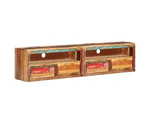 mtlskopl Set di 2 mobili per TV, 88 x 30 x 40 cm, in legno massiccio anticato, rustico, con 2 cassetti e ripiano, stile vintage, realizzato a mano, per soggiorno e area di intrattenimento
