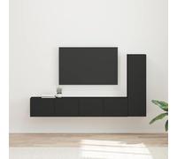 mtlskopl Set di 2 mobili per TV, colore nero, montato a parete, 30 x 31 x 100 cm, in legno dal design moderno, con 3 ante e 2 ripiani, soluzione salvaspazio per camera da letto Living Room