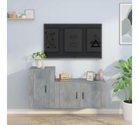 mtlskopl Set di 2 mobili per TV, grigio cemento, in legno, 80 x 34,5 x 40 cm e 40 x 34,5 x 60 cm, moderno basso con vano portaoggetti, montaggio a parete per soggiorno, camera da letto e corridoio