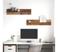 mtlskopl Set di 2 scaffali da parete, in legno vecchio, 80 x 11,5 x 18 cm, moderna tavola sospesa in materiale di legno, durevole e salvaspazio, per soggiorno, camera da letto, corridoio