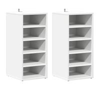 mtlskopl Set di 2 scarpiere bianche 31,5 × 35 × 70 cm, materiale in legno, 5 scomparti, salvaspazio, montaggio a parete, corridoio, camera da letto
