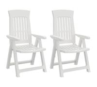 mtlskopl Set di 2 sedie da giardino bianche pieghevoli, schienale regolabile, 4 livelli, in polipropilene resistente, design moderno per balconi, terrazze, giardini, lounge, 110 kg, portata per il