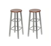mtlskopl Set di 2 sgabelli da bar con seduta in MDF marrone e robusta struttura in acciaio, moderne sedie da bar altezza 70 cm, per bancone della cucina, bistrot e home bar, 30 x 30 x 70 cm