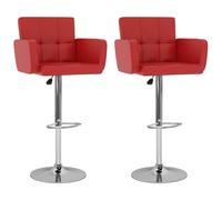 mtlskopl Set di 2 sgabelli da bar in similpelle rossa, moderni sgabelli da bancone regolabili in altezza, con braccioli e poggiapiedi, sedia girevole per cucina, bar, caffè e sala da pranzo, 57 x 46 x
