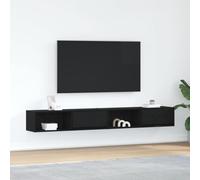 mtlskopl Set di 2 tavole basse per TV, in rovere nero, 100 x 31 x 25,5 cm, da appendere a parete con cassetto, portata 60 kg, salvaspazio per TV, design moderno, per soggiorno, camera da letto