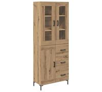 mtlskopl Set di 2 tavole in legno di quercia Artisan, 69,5 x 34 x 180 cm, con cassetti e 3 ante, design moderno, robusto e durevole, per soggiorno, corridoio o cucina