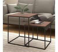 mtlskopl Set di 2 tavolini da caffè in legno e metallo, 40 x 40 x 48 cm, design moderno impilabile, robusto e salvaspazio, per Living Room Bedroom Corridor