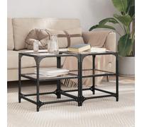 mtlskopl Set di 2 tavolini da caffè in vetro trasparente, 40 x 40 x 45 cm, moderni, in acciaio e vetro, per soggiorno, camera da letto, corridoio