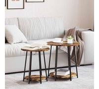 mtlskopl Set di 2 tavolini in legno e metallo, colore nero, 50 x 50 x 51 cm, design moderno, robusto e durevole, come tavolino laterale per soggiorno, camera da letto e ufficio