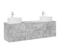 mtlskopl Set di 3 armadietti da bagno a parete grigio cemento | I mobili da bagno sospesi con 6 cassetti per il bagno degli ospiti creano spazi ordinati e facilitano la pulizia del