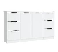 mtlskopl Set di 3 credenze bianche in legno Design moderno con 2-3 cassetti e ante 30 x 30 x 70 cm e 60 x 30 x 70 cm, ampio spazio per soggiorno, corridoio, cucina